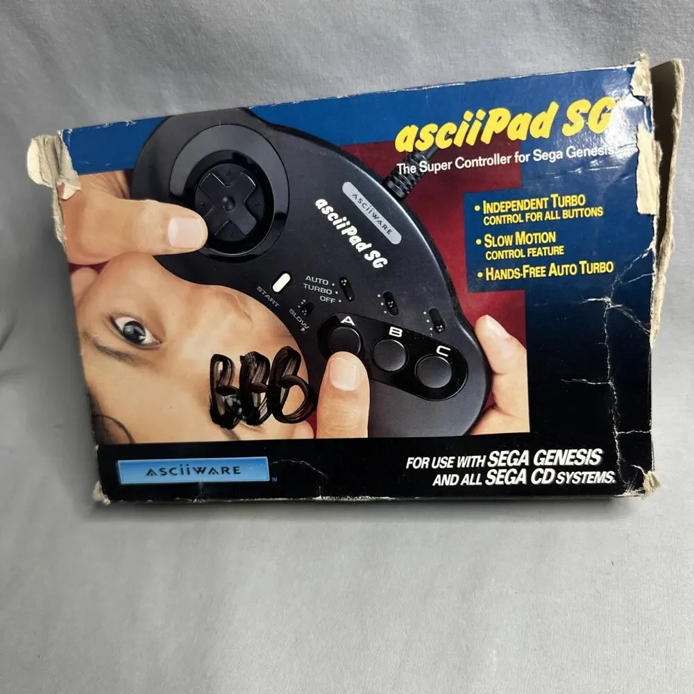 AsciiPad SG Controller w/ Box for Sega Genesis Ascii Pad Gamepad Game Pad Works